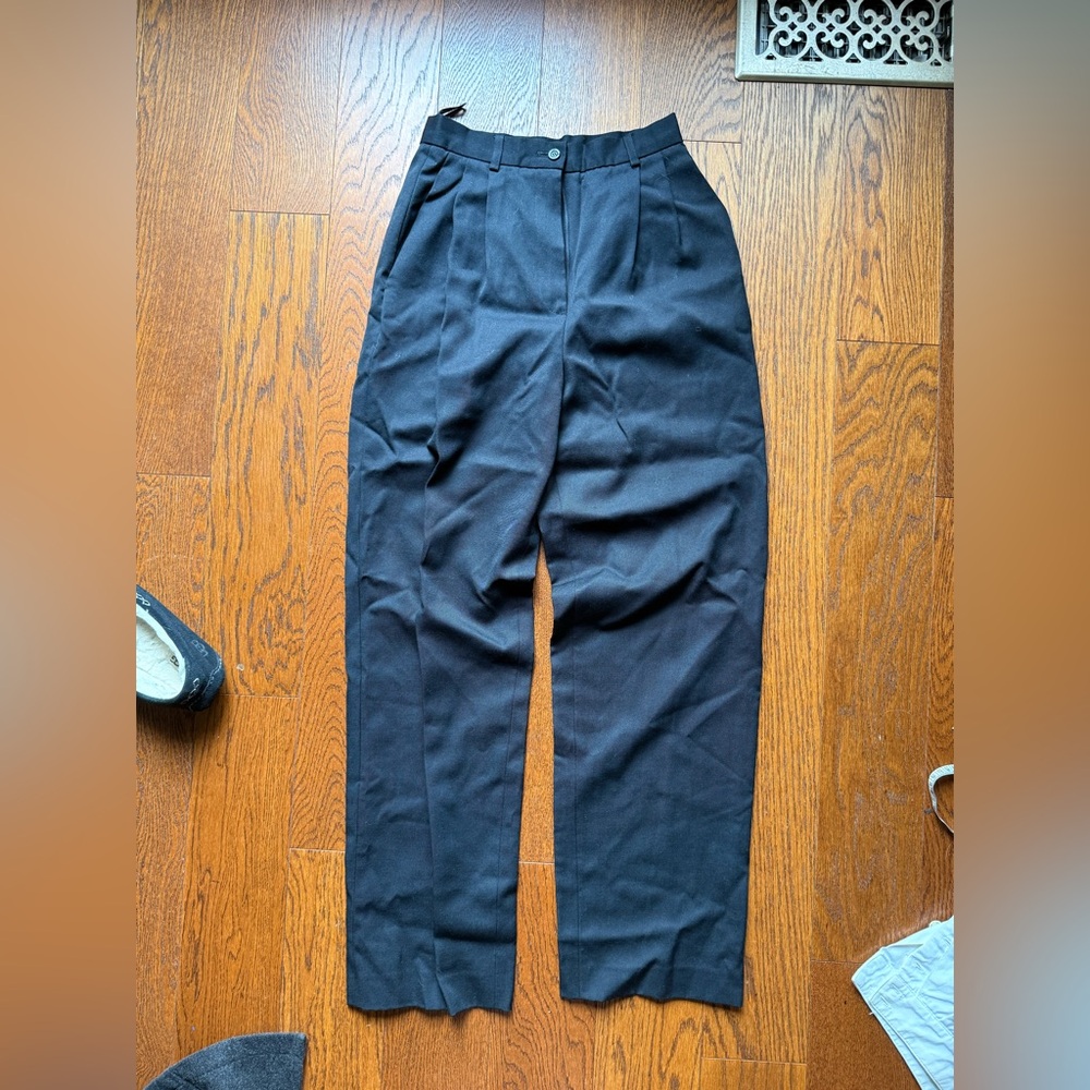 Vintage 90s J. Crew Black wool pleated trousers size 6 - Picture 2 of 12